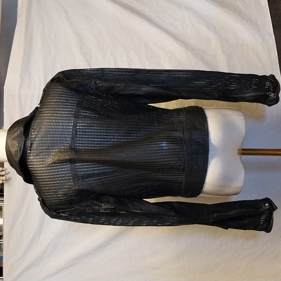 Jakett Josey Perforated Leather Jacket Medium In Black - Picture 2 of 5